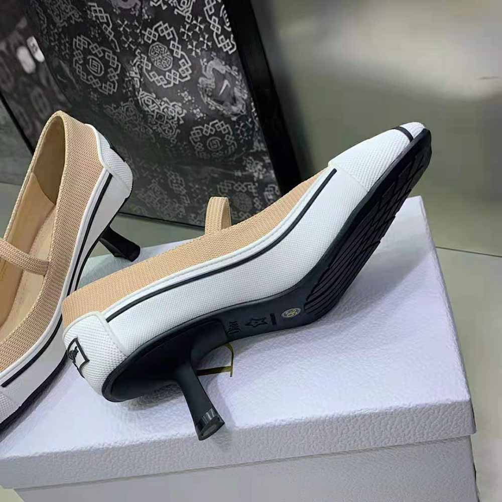 Dior Women D-Motion Pump Nude Technical Fabric and White Rubber - image 7