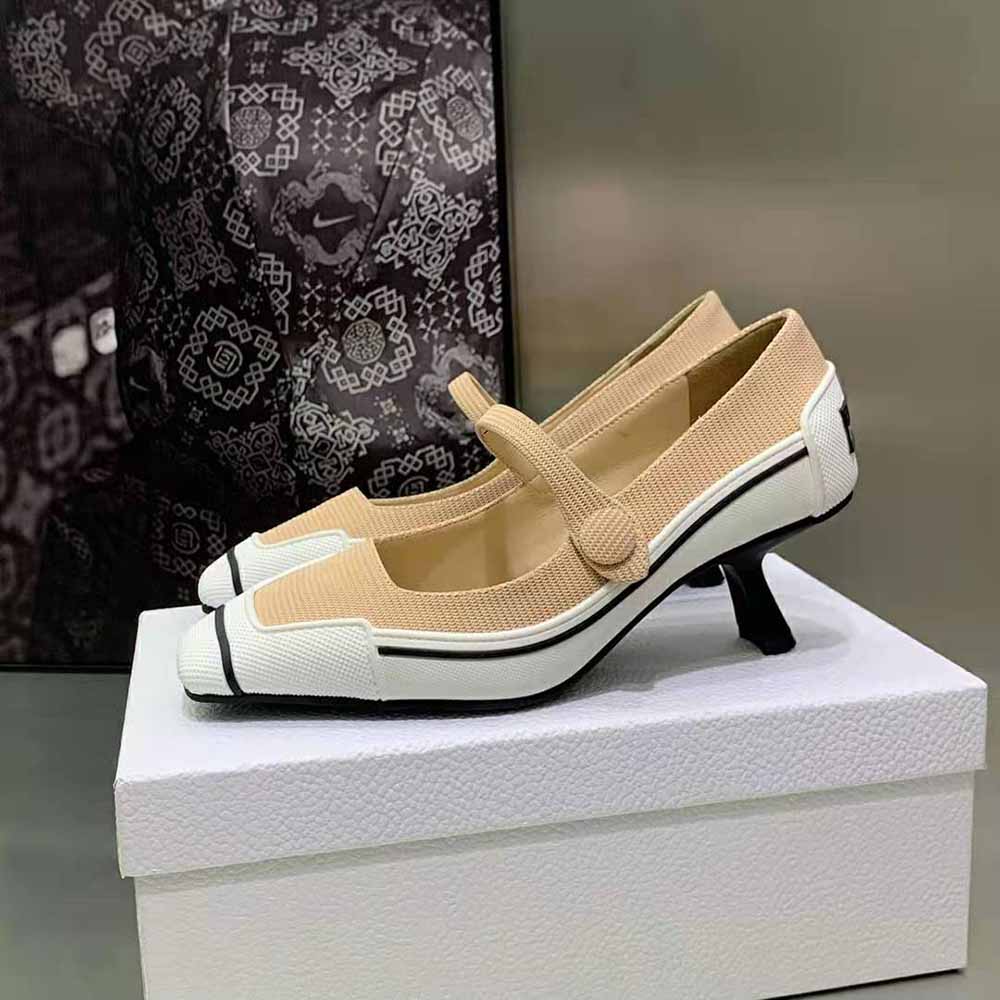 Dior Women D-Motion Pump Nude Technical Fabric and White Rubber - image 5