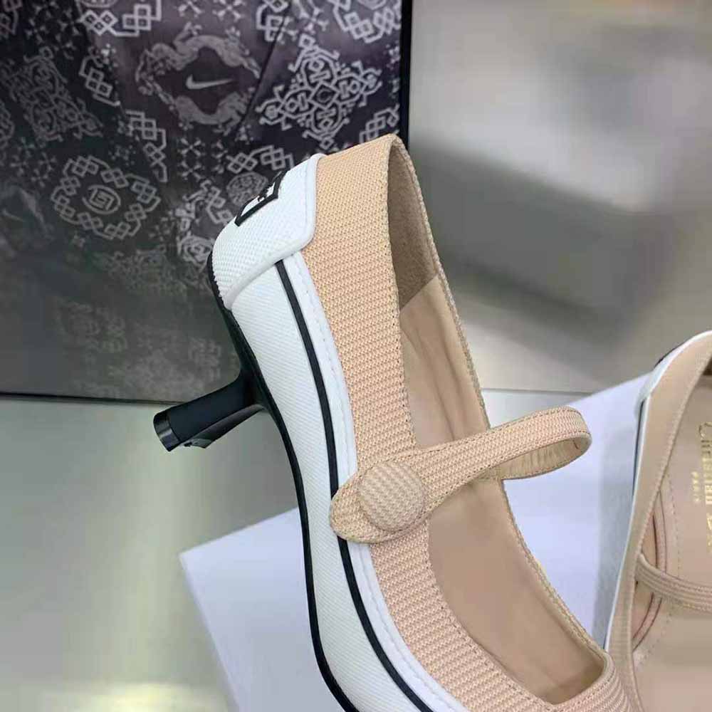 Dior Women D-Motion Pump Nude Technical Fabric and White Rubber - image 9