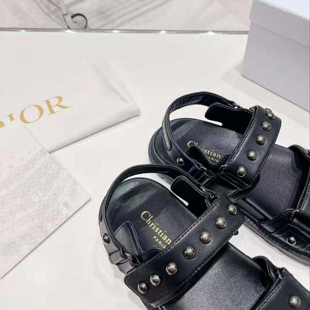 Dior Women Dioract Sandal Black Lambskin and Silver-Finish Rivets - image 7