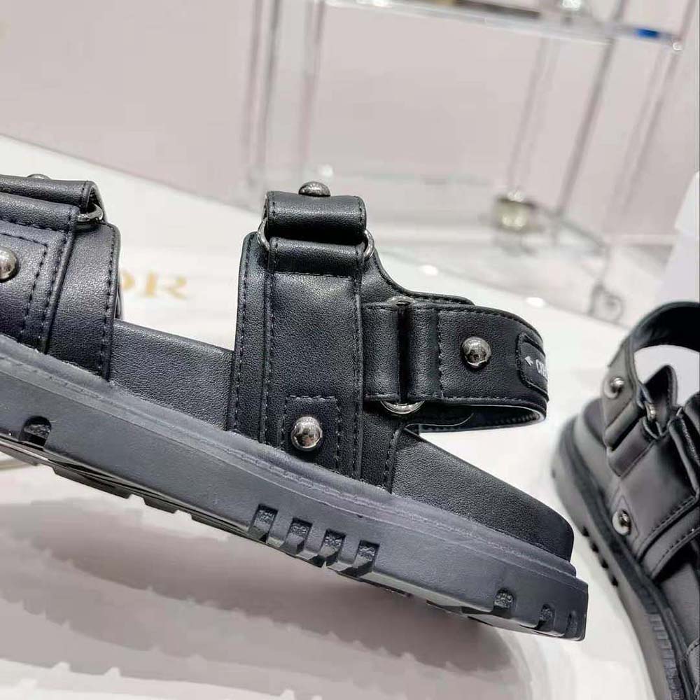Dior Women Dioract Sandal Black Lambskin and Silver-Finish Rivets - image 10
