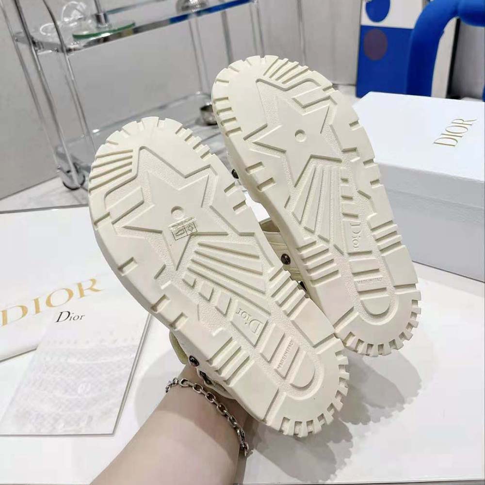 Dior Women Dioract Sandal White Lambskin and Silver-Finish Rivets - image 9