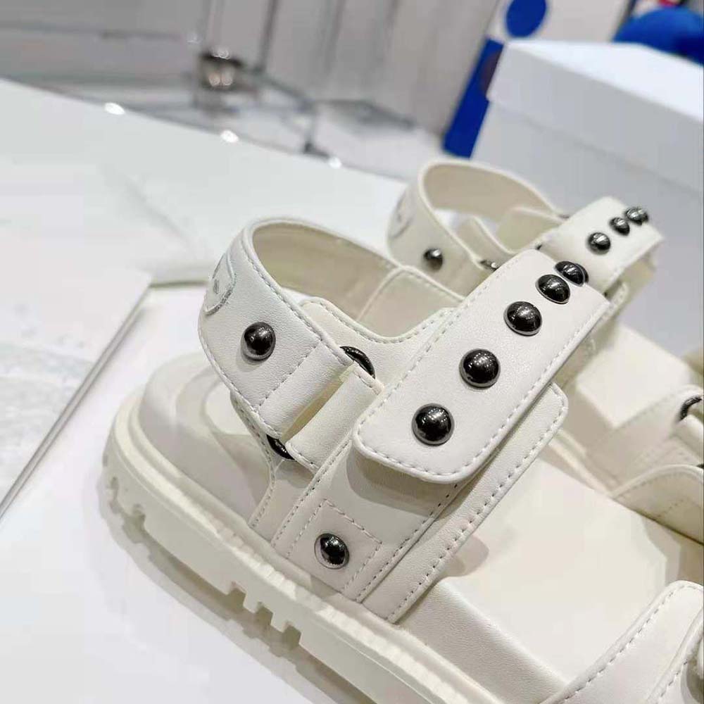 Dior Women Dioract Sandal White Lambskin and Silver-Finish Rivets - image 6