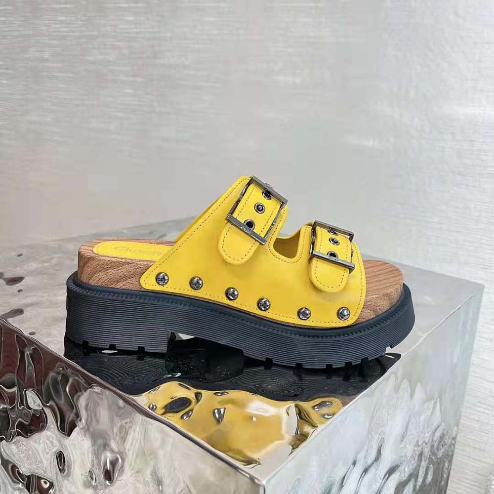 Dior Women Diorquake Strap Sandal Yellow Calfskin - image 4