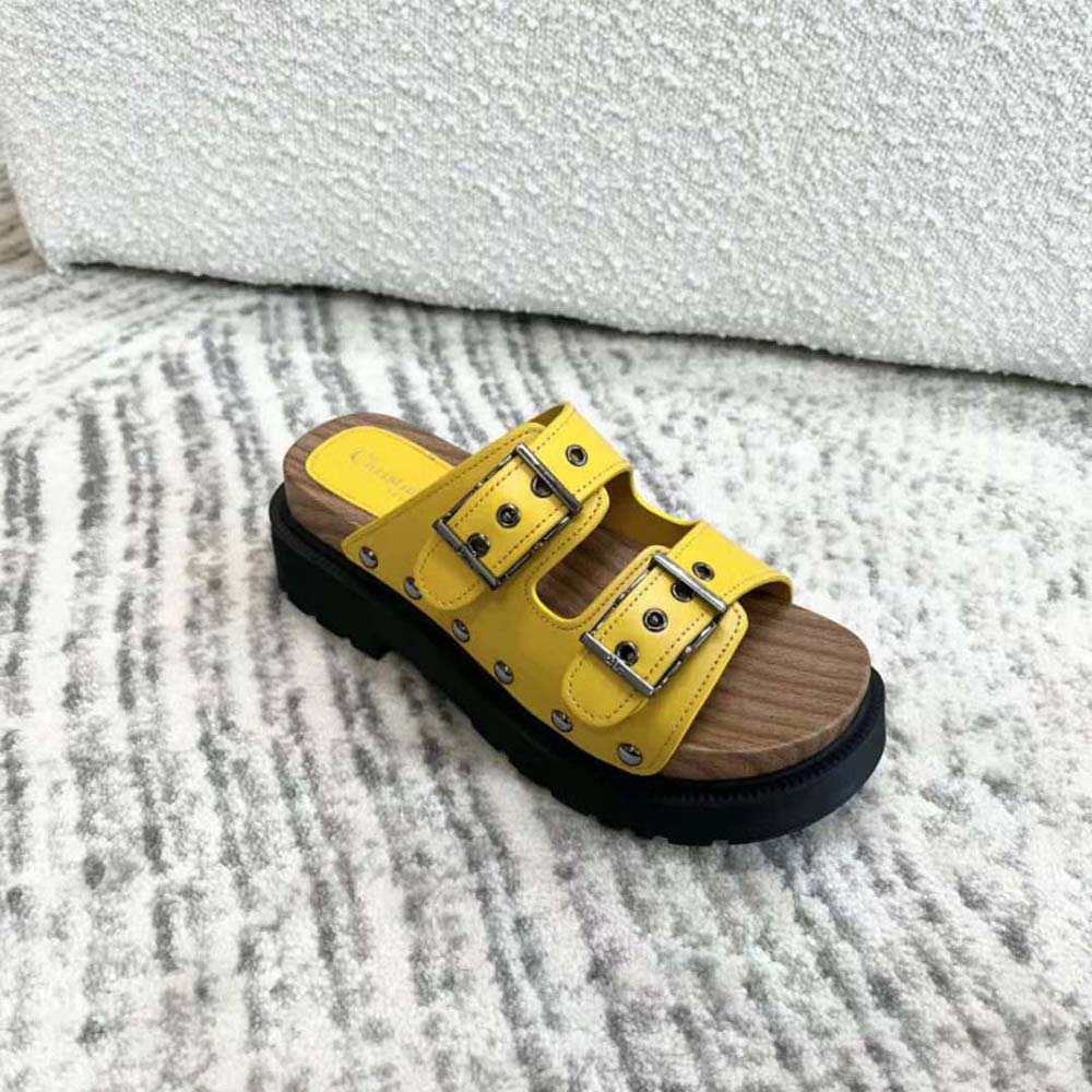 Dior Women Diorquake Strap Sandal Yellow Calfskin - image 5