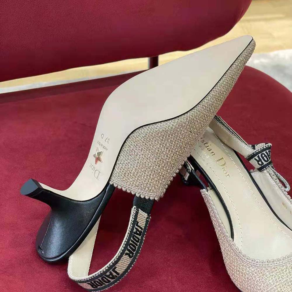 Dior Women J’Adior Slingback Pump Beige Embroidered Jute Canvas - image 10