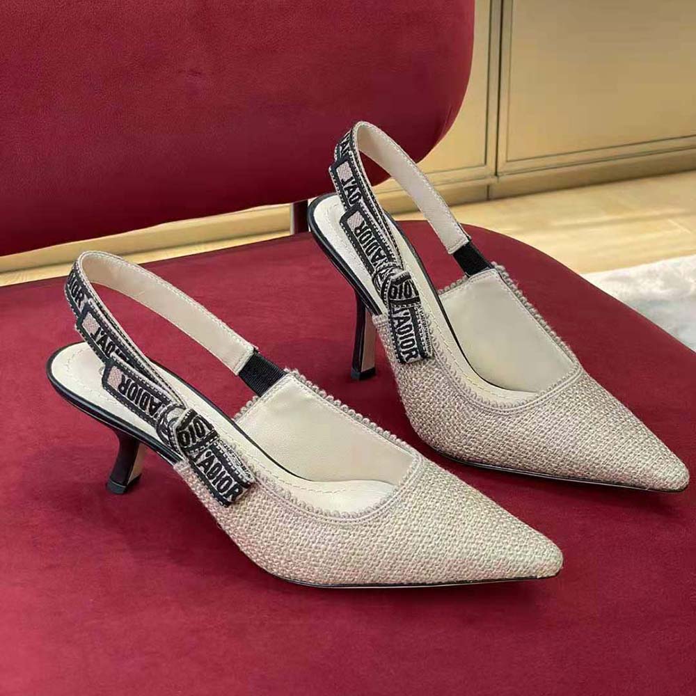 Close-up of embroidered detail on Dior Women J’Adior Slingback Pump