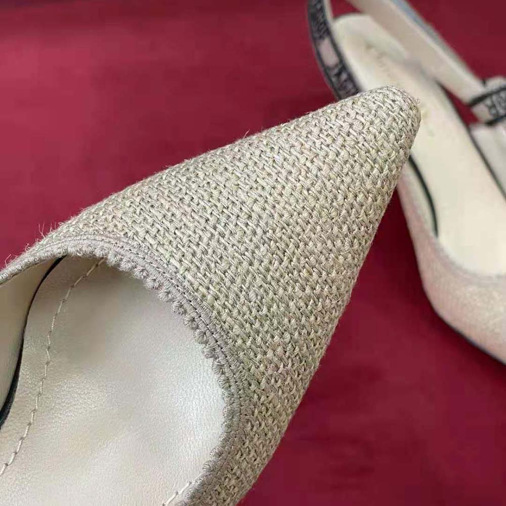 Dior Women J’Adior Slingback Pump Beige Embroidered Jute Canvas - image 9