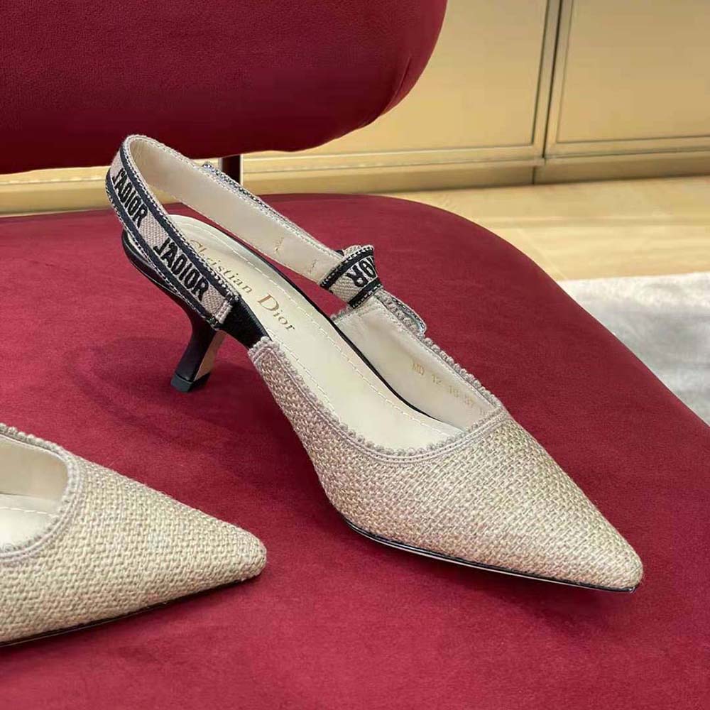 Dior Women J’Adior Slingback Pump Beige Embroidered Jute Canvas - image 7