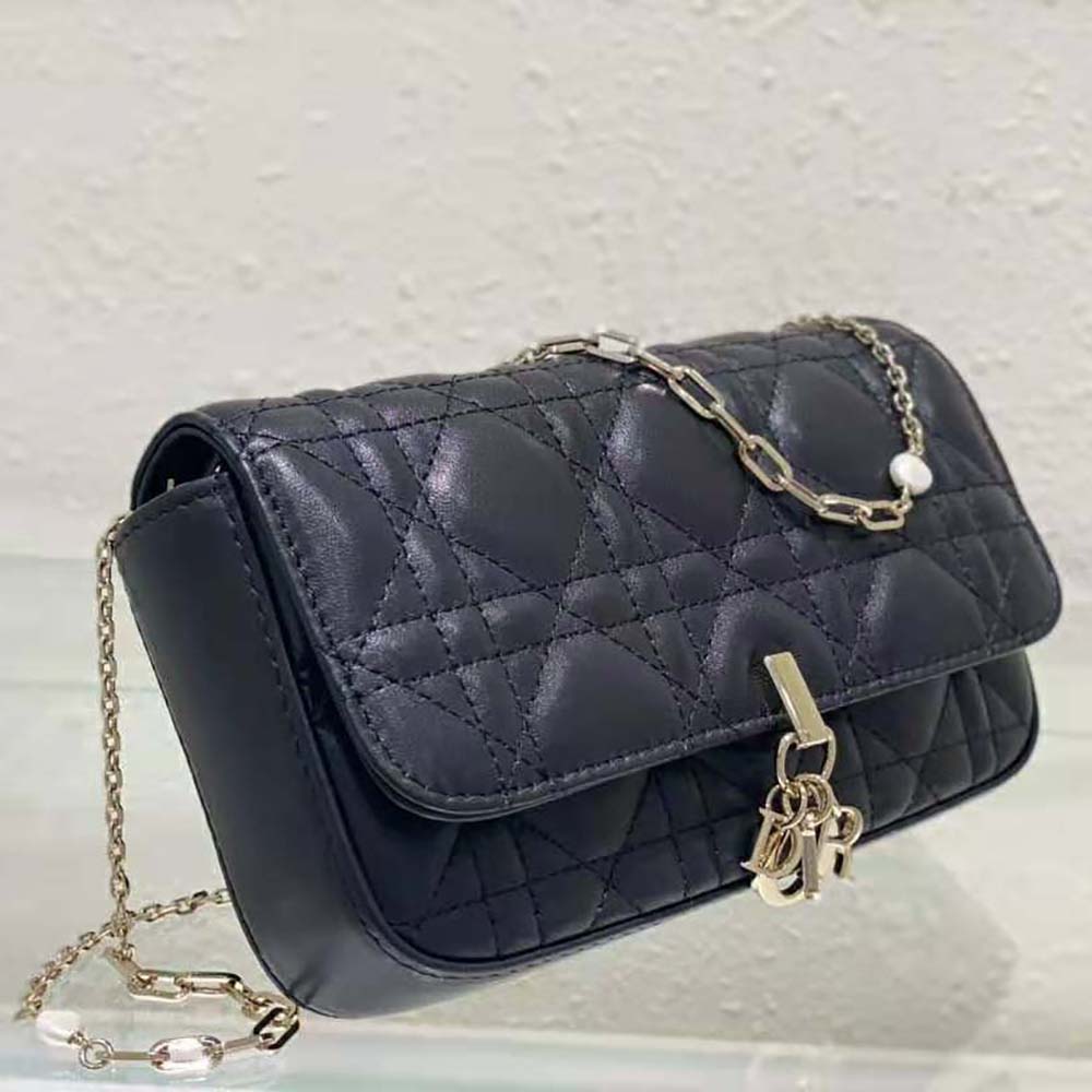 Dior Women Lady Dior Phone Pouch Black Cannage Lambskin - image 4