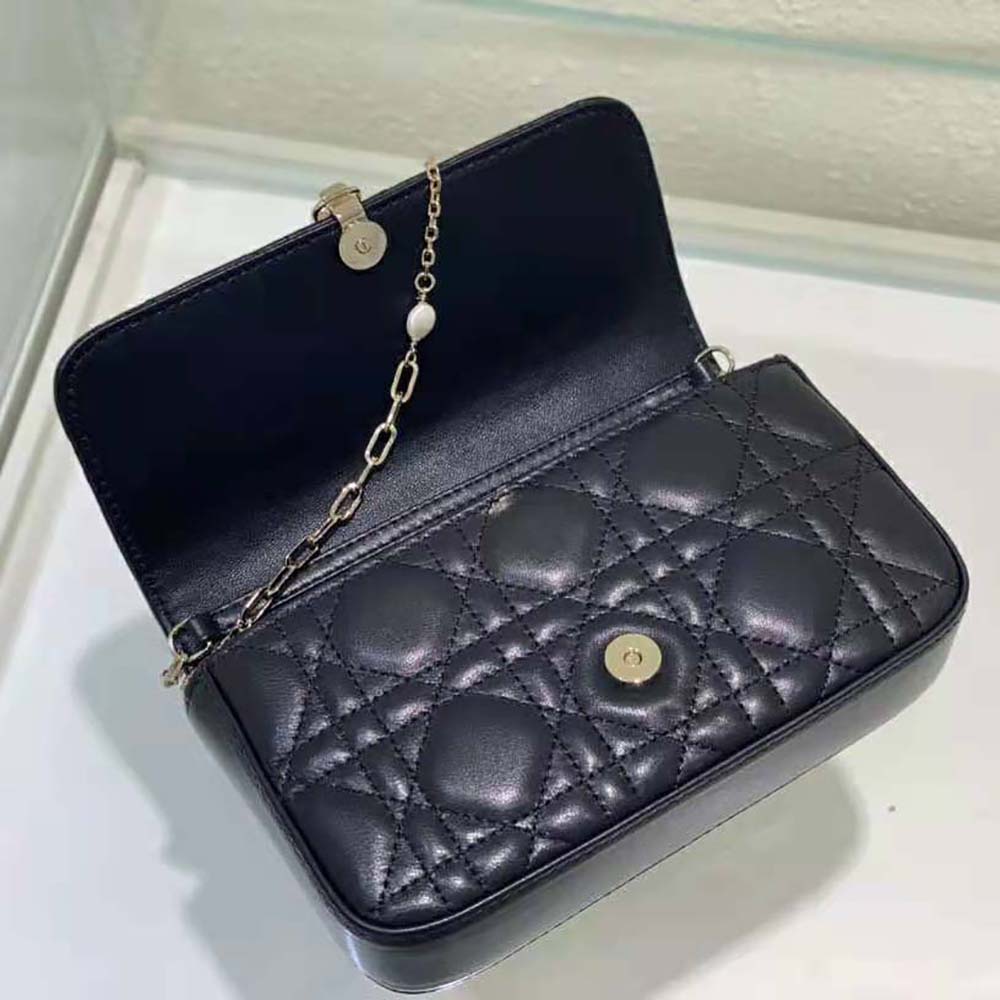 Dior Women Lady Dior Phone Pouch Black Cannage Lambskin - image 6