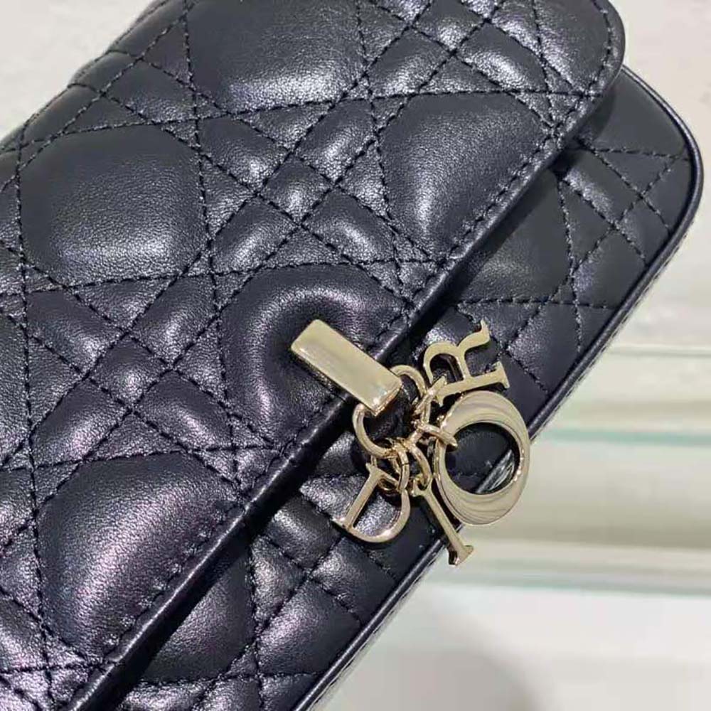 Dior Women Lady Dior Phone Pouch Black Cannage Lambskin - image 8