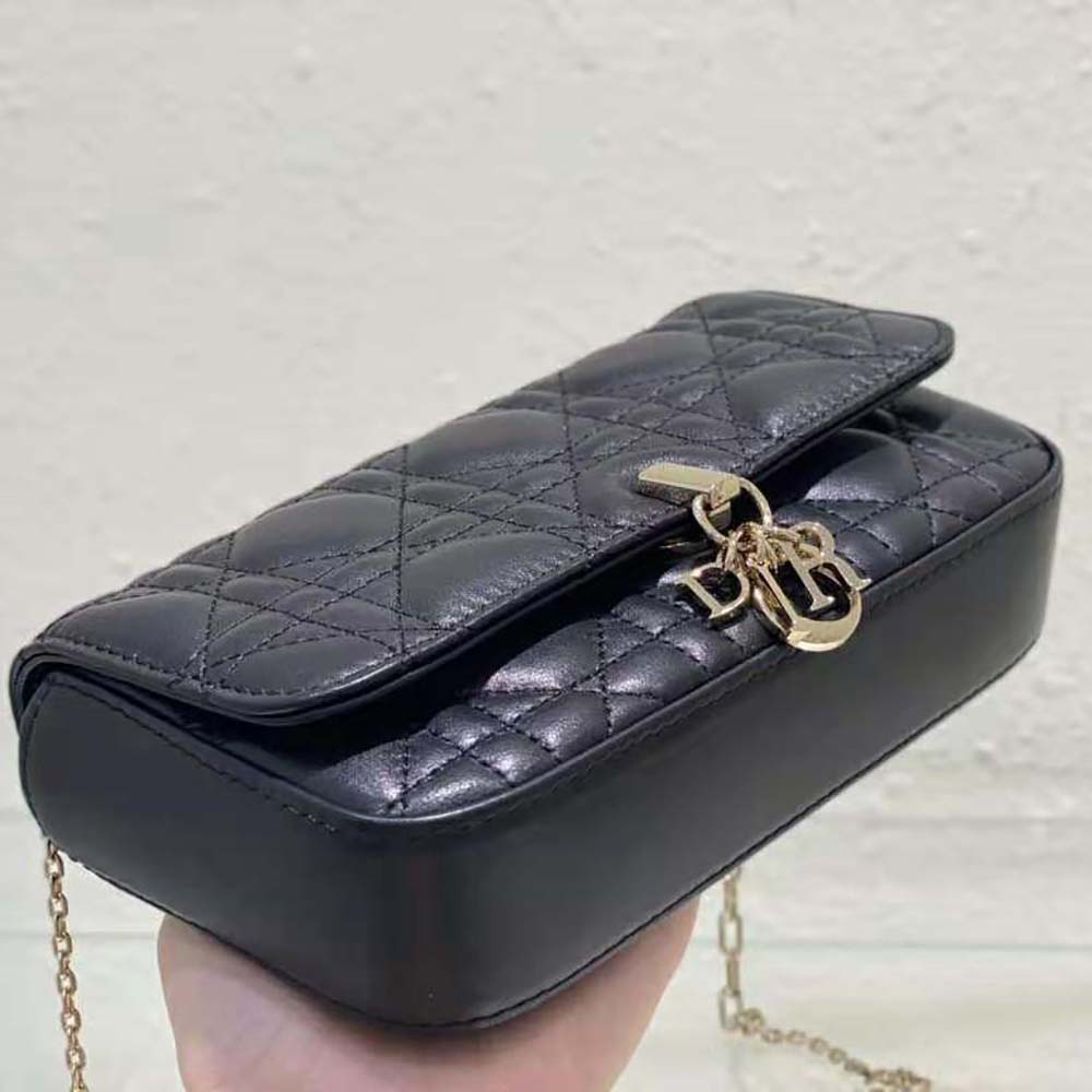 Dior Women Lady Dior Phone Pouch Black Cannage Lambskin - image 5