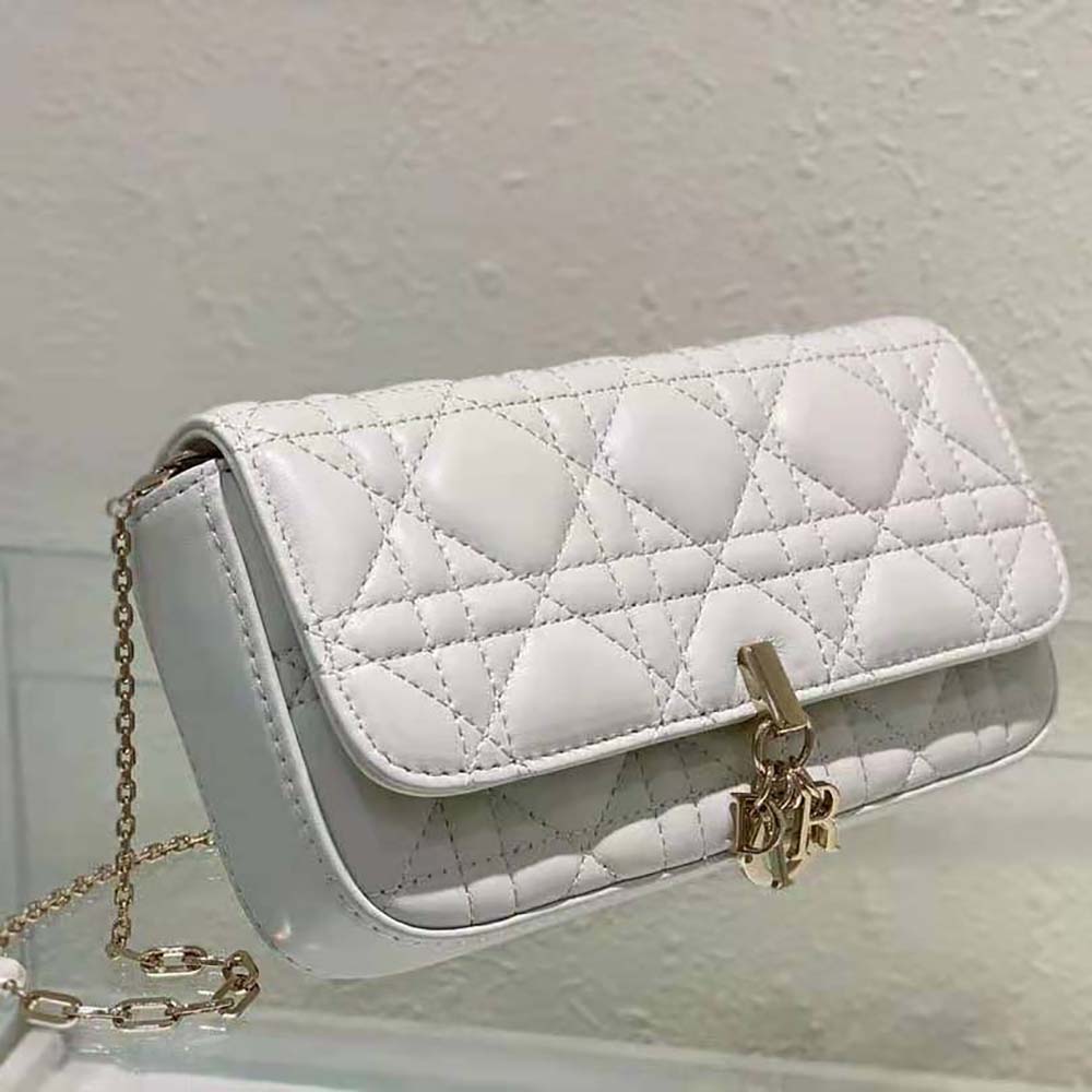 Dior Women Lady Dior Phone Pouch Latte Cannage Lambskin - image 4