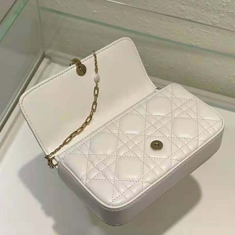 Dior Women Lady Dior Phone Pouch Latte Cannage Lambskin - image 5