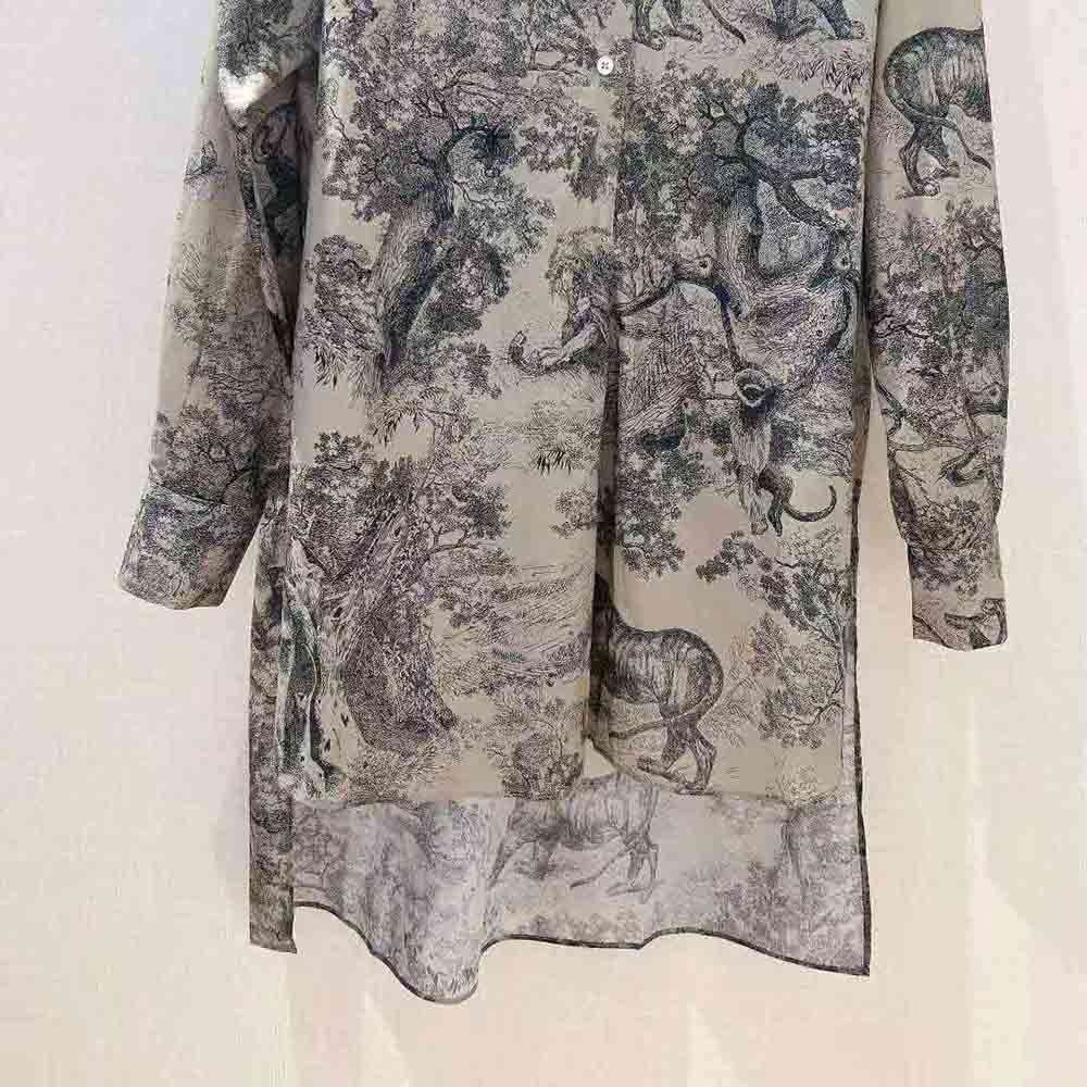 Dior Women Long Blouse Hazelnut Cotton Voile with Toile De Jouy Motif - image 6