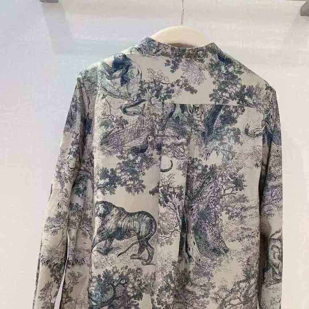 Dior Women Long Blouse Hazelnut Cotton Voile with Toile De Jouy Motif - image 5