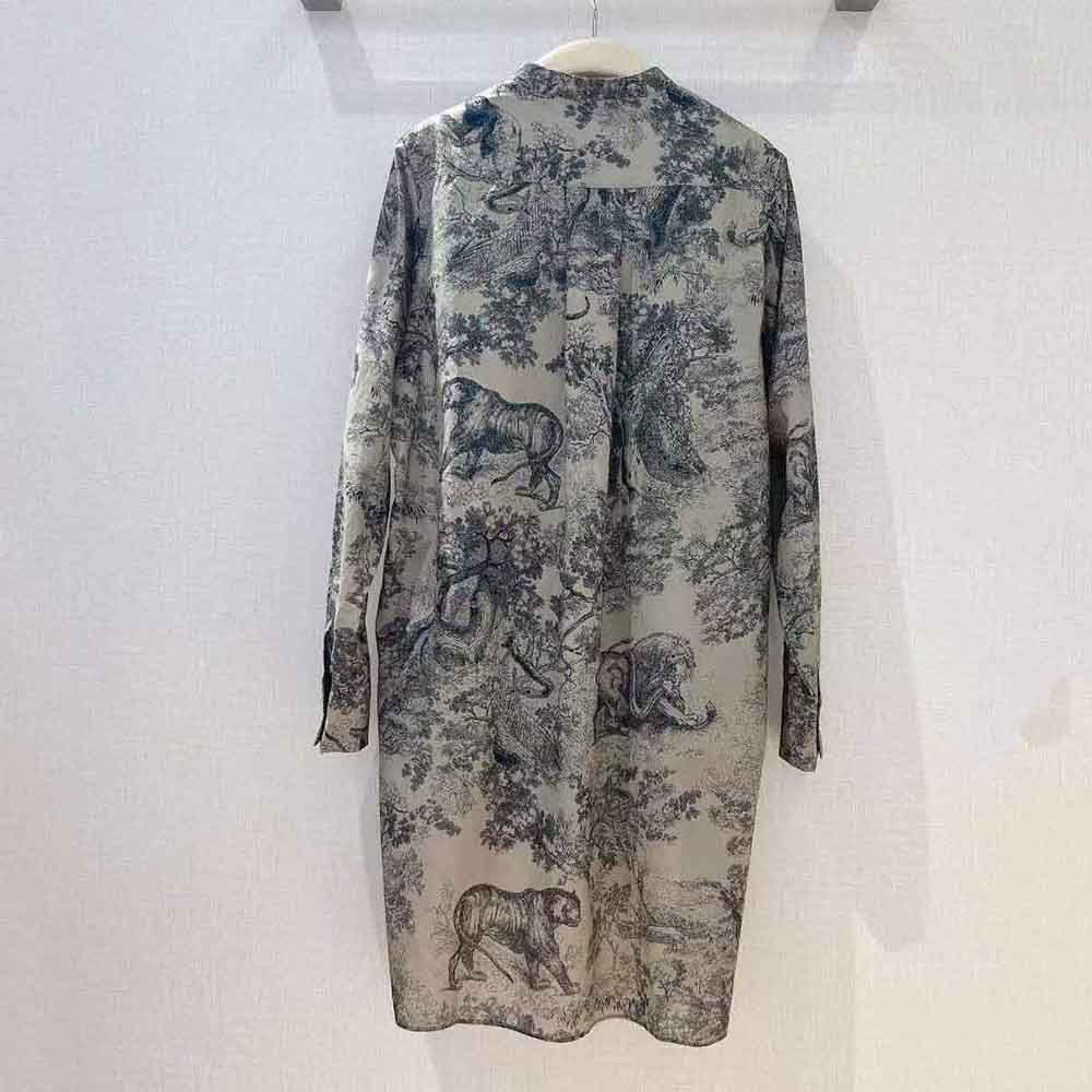 Side angle showing silhouette of Dior Women Long Blouse Hazelnut Cotton Voile