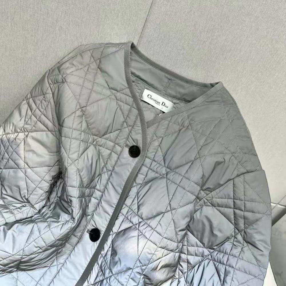 Dior Women Macrocannage Peacoat Gray Quilted Reflective Technical Taffeta - image 6