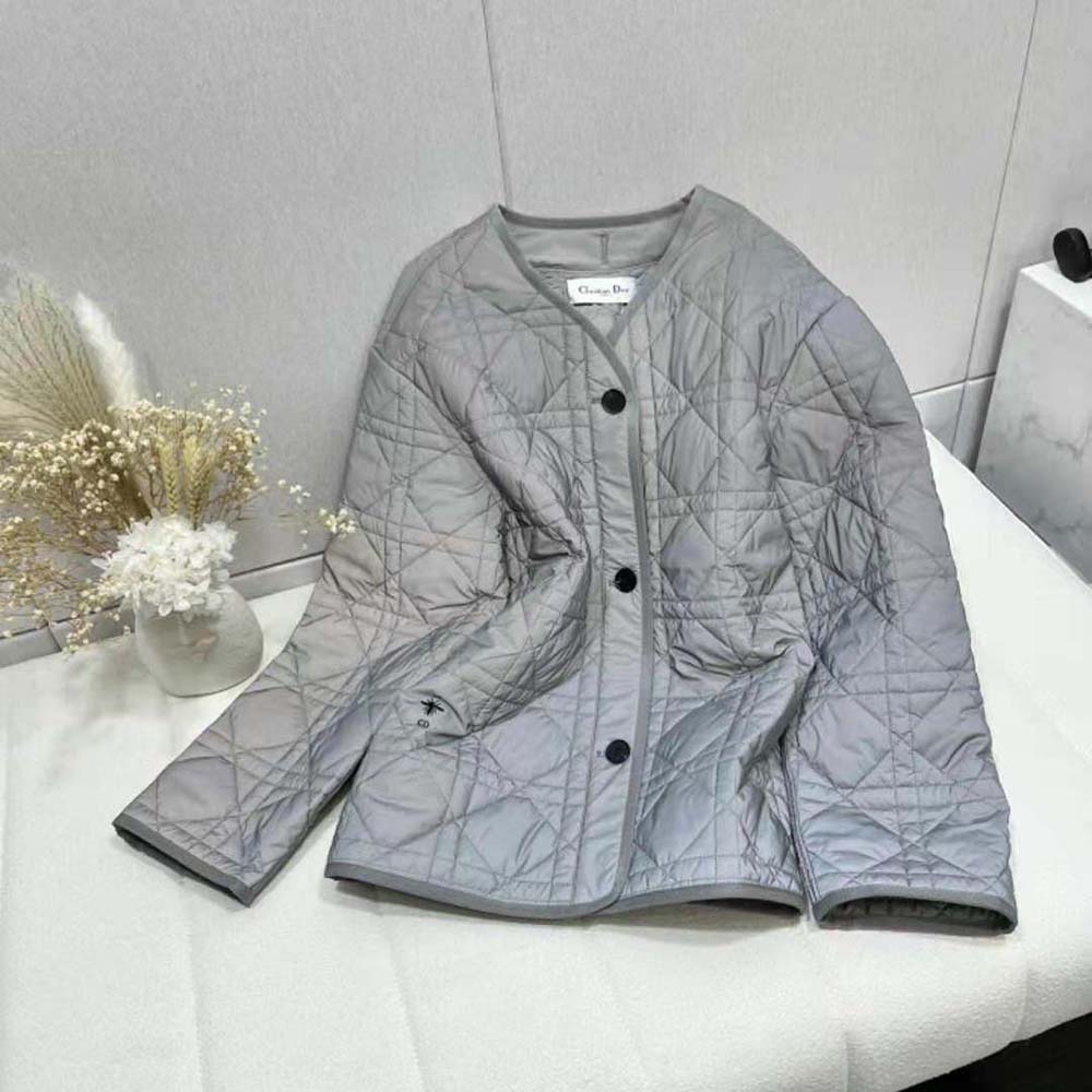 Dior Women Macrocannage Peacoat Gray Quilted Reflective Technical Taffeta - image 4