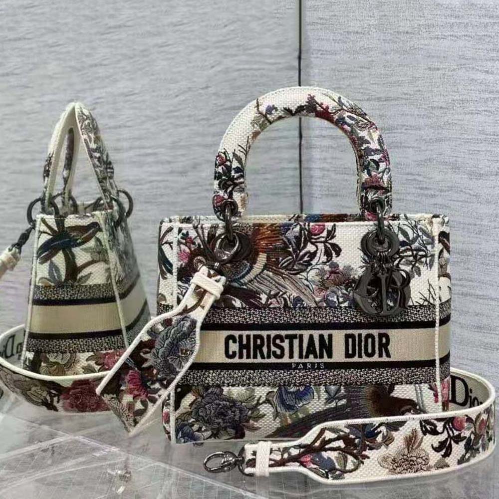 Dior Women Medium Lady D-lite Bag Ecru Multicolor Dior Jardin D’Hiver Embroidery - image 4