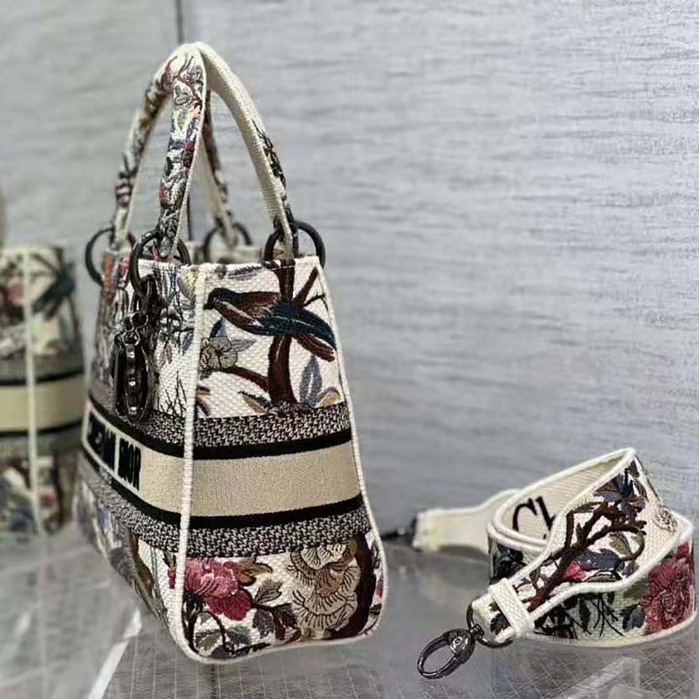 Dior Women Medium Lady D-lite Bag Ecru Multicolor Dior Jardin D’Hiver Embroidery - image 5