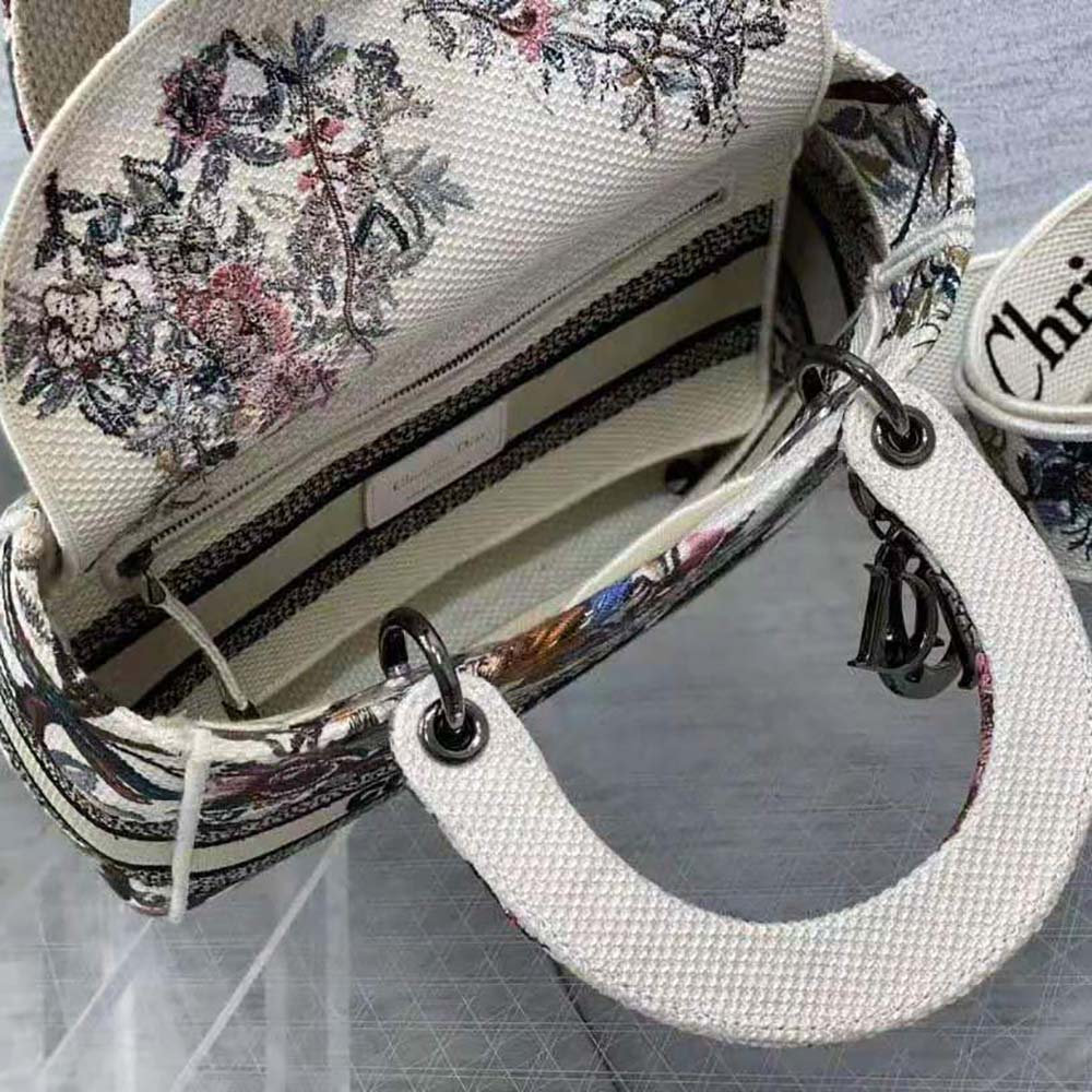Dior Women Medium Lady D-lite Bag Ecru Multicolor Dior Jardin D’Hiver Embroidery - image 8