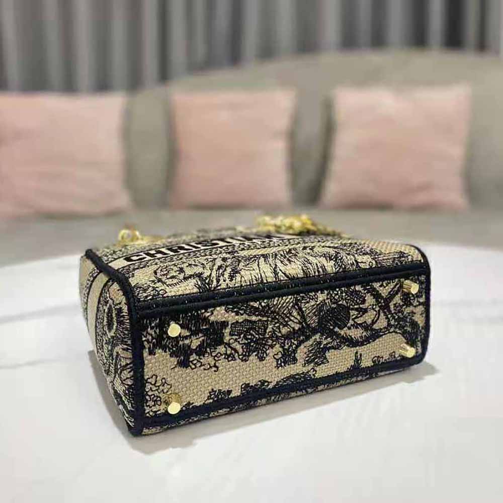 Dior Women Mini Lady D-lite Bag Brown Toile de Jouy Embroidery - image 5