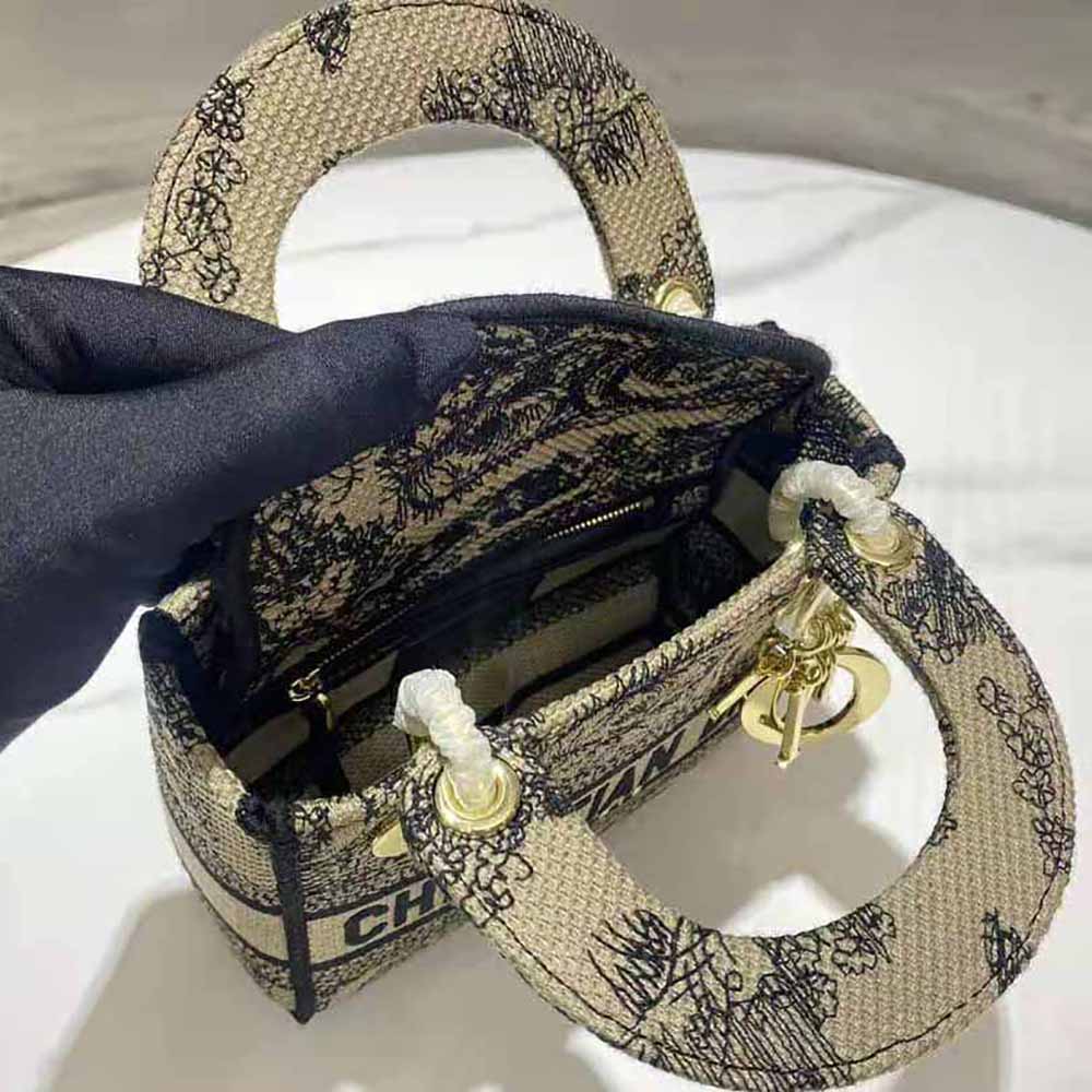 Dior Women Mini Lady D-lite Bag Brown Toile de Jouy Embroidery - image 8