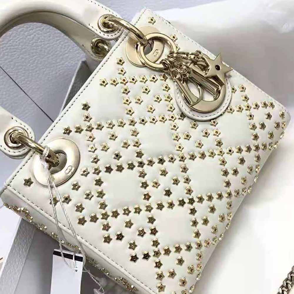 Dior Women Mini Lady Dior Bag Latte Lucky Star Cannage Lambskin - image 5