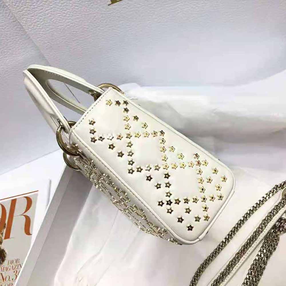 Dior Women Mini Lady Dior Bag Latte Lucky Star Cannage Lambskin - image 4