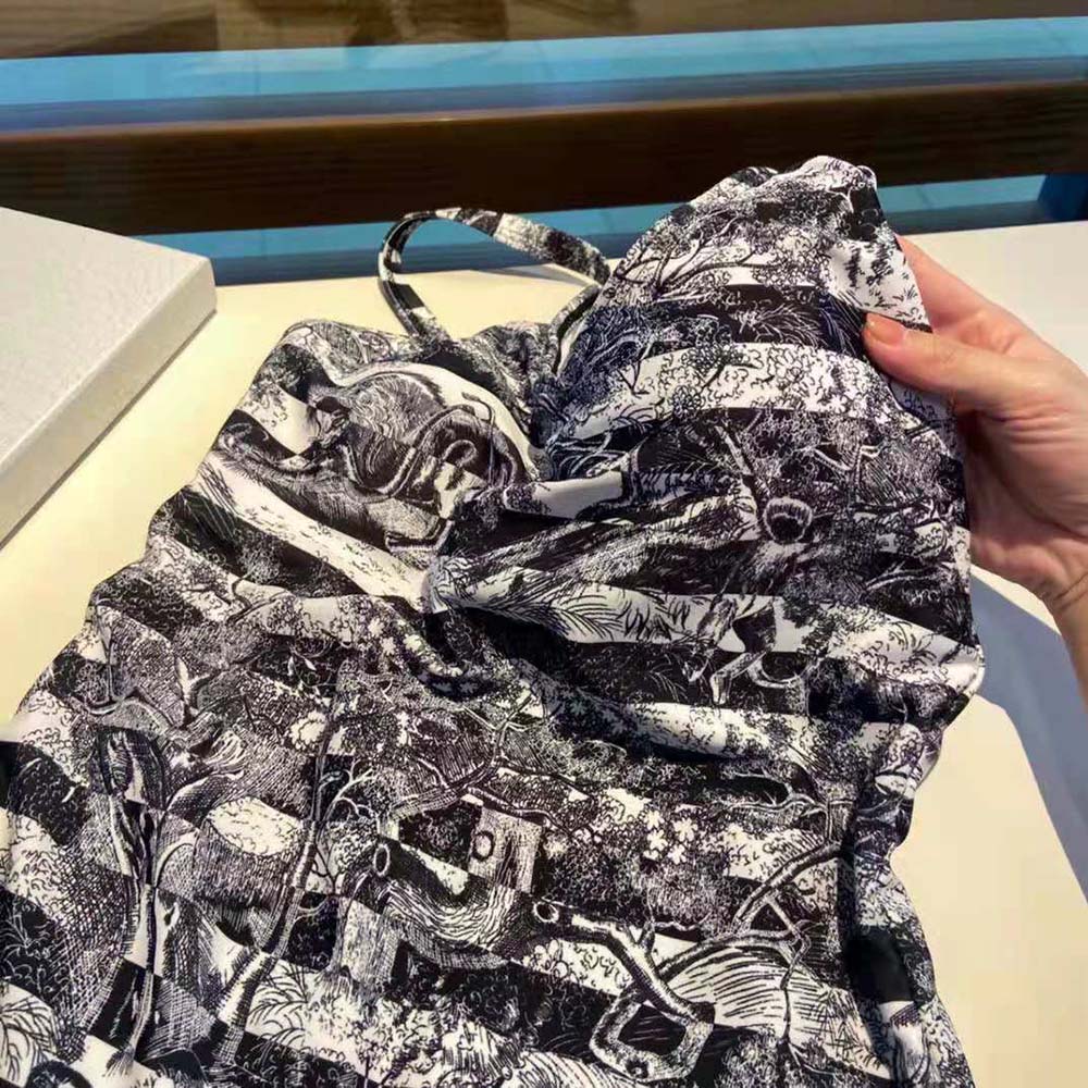 Dior Women One-Piece Swimsuit Navy Blue Toile de Jouy Stripes Technical Fabric - image 5