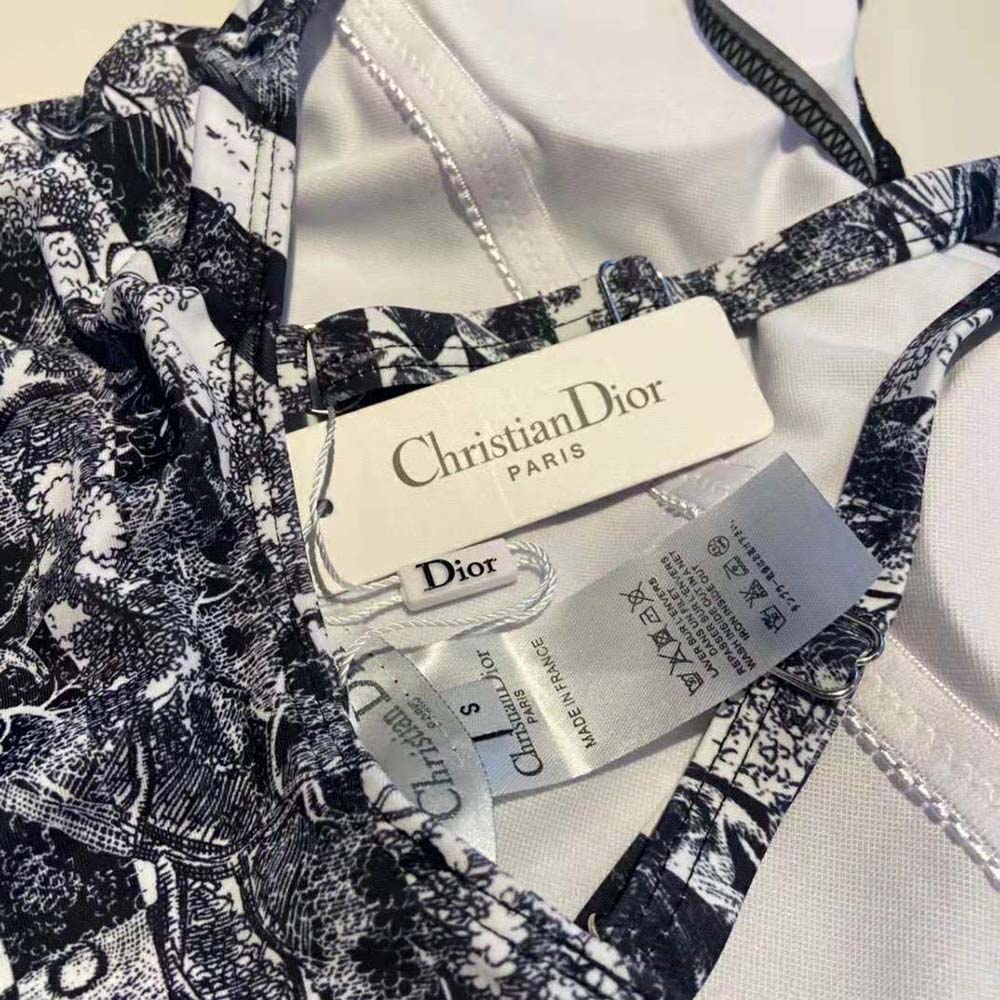 Dior Women One-Piece Swimsuit Navy Blue Toile de Jouy Stripes Technical Fabric - image 9