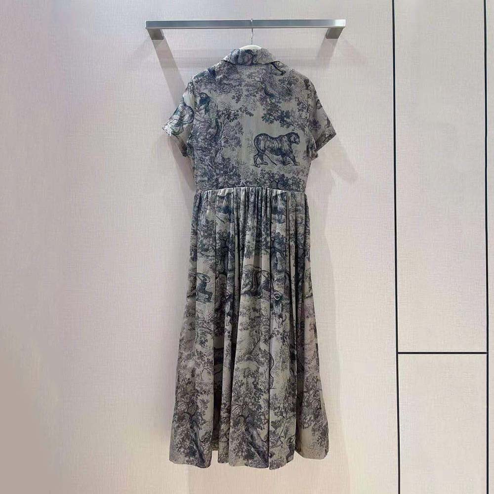 Side angle showing silhouette of Dior Women Shirt Dress Hazelnut Cotton Voile