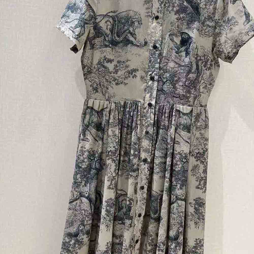 Dior Women Shirt Dress Hazelnut Cotton Voile with Toile de Jouy Motif - image 6