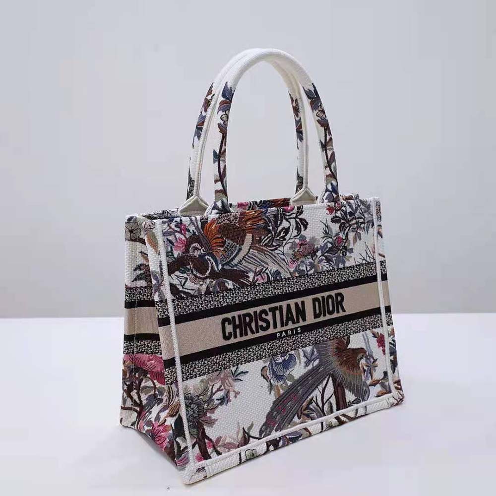 Dior Women Small Dior Book Tote Latte Multicolor Dior Jardin D’Hiver Embroidery - image 4
