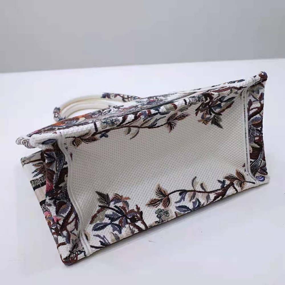 Dior Women Small Dior Book Tote Latte Multicolor Dior Jardin D’Hiver Embroidery - image 6