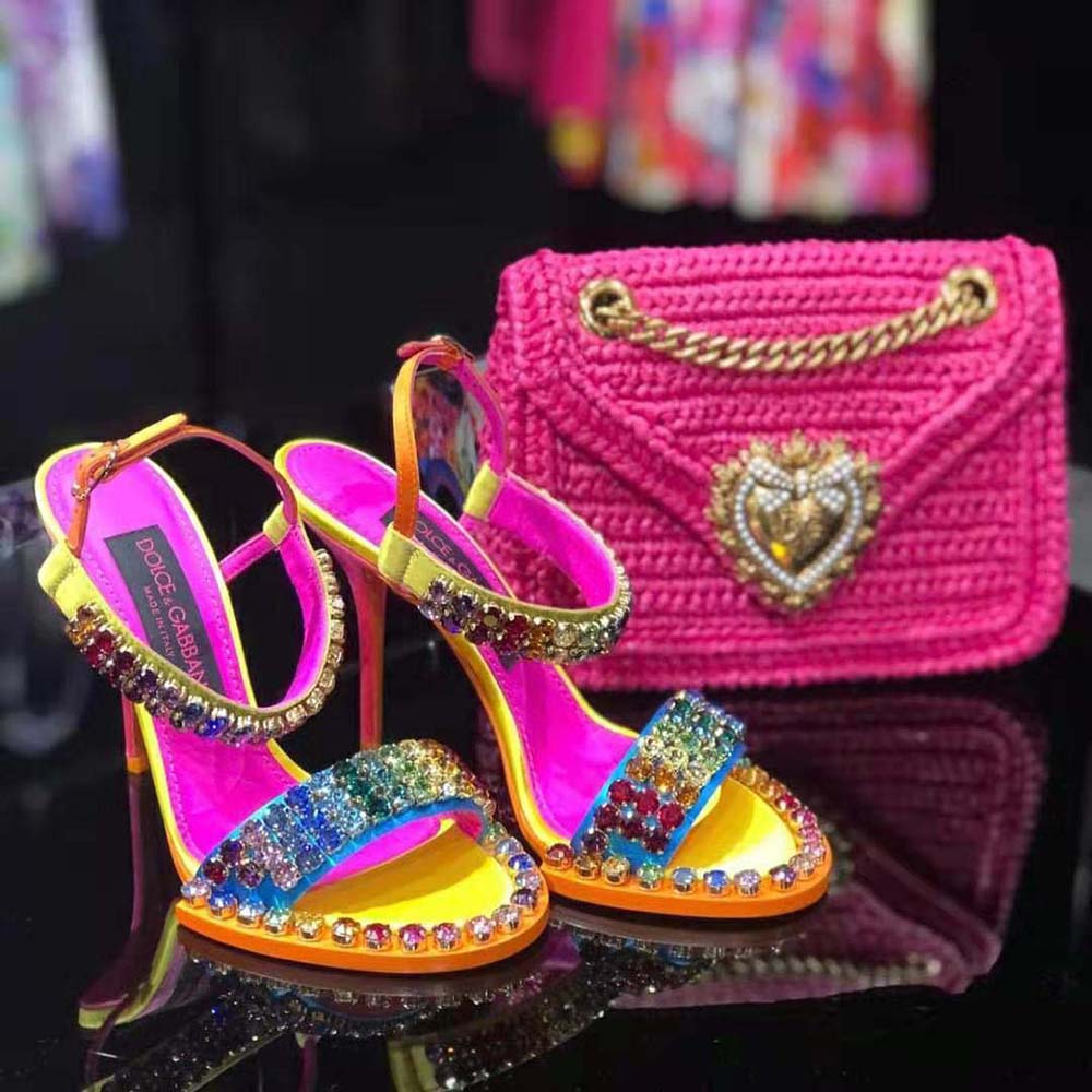 Dolce Gabbana D&G Women Satin Sandals with Fusible Rhinestone Detailing - image 5