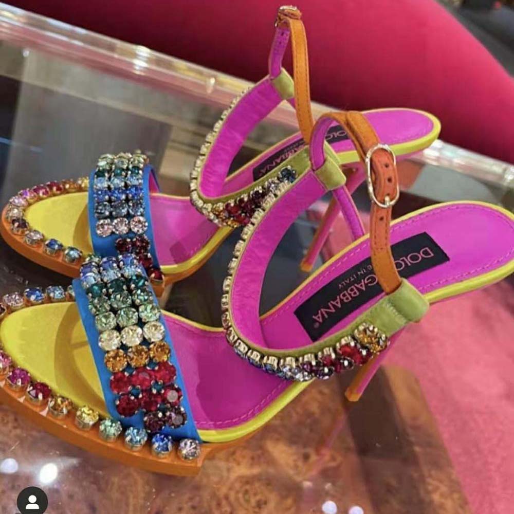 Dolce Gabbana D&G Women Satin Sandals with Fusible Rhinestone Detailing - image 10
