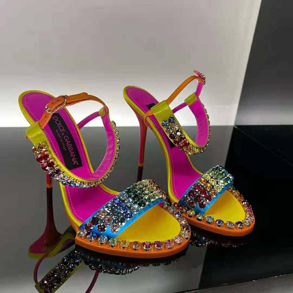 Dolce Gabbana D&G Women Satin Sandals with Fusible Rhinestone Detailing - image 6