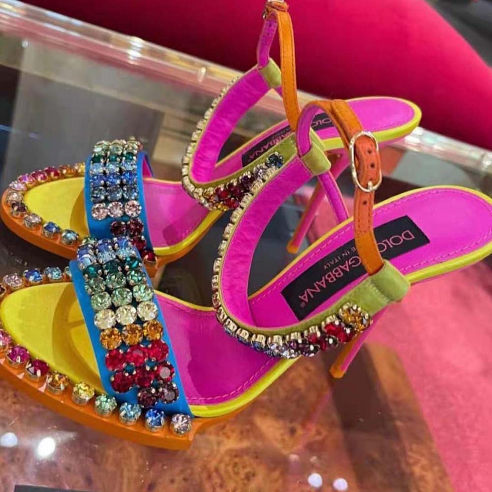 Dolce Gabbana D&G Women Satin Sandals with Fusible Rhinestone Detailing - image 9