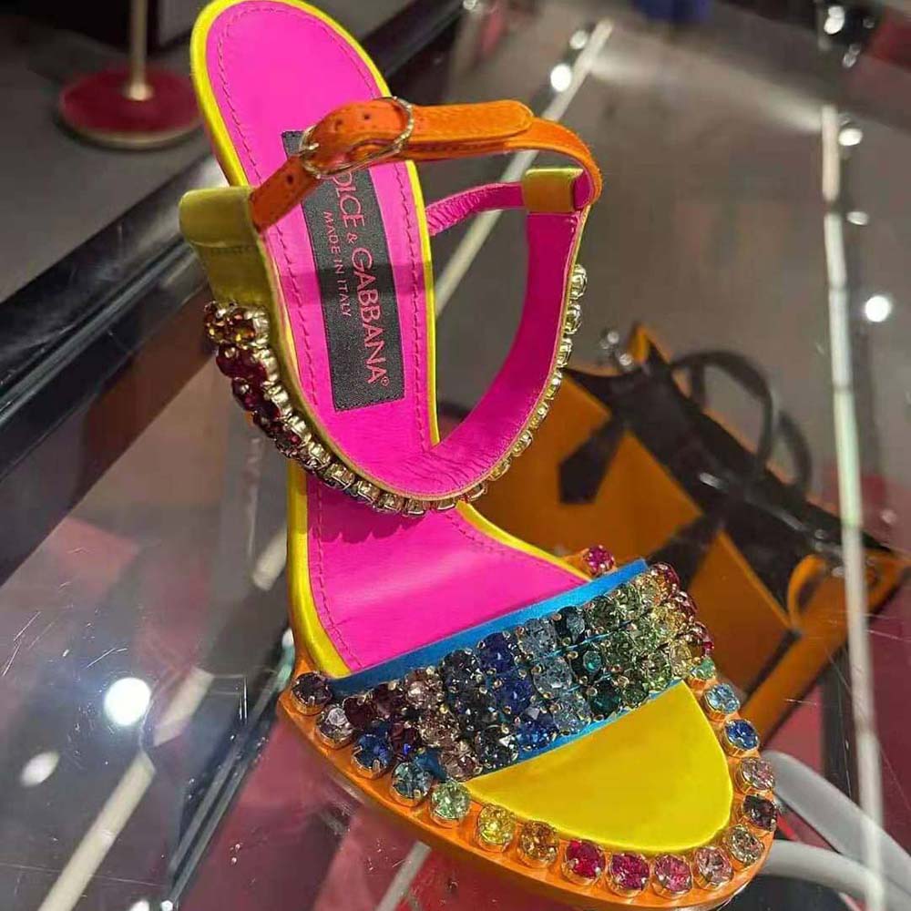 Dolce Gabbana D&G Women Satin Sandals with Fusible Rhinestone Detailing - image 8