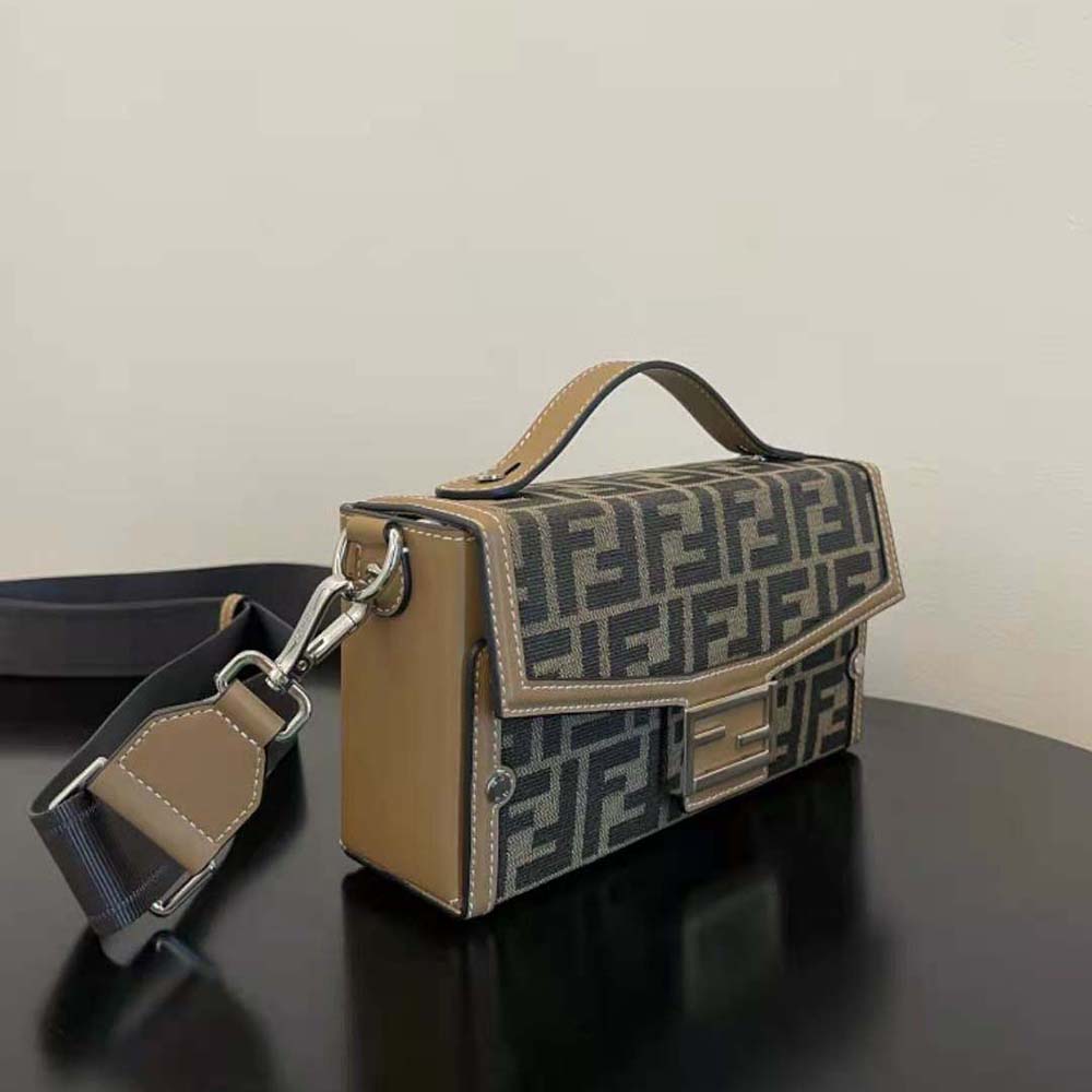Fendi Men Baguette Soft Trunk Brown FF Fabric Bag - image 5