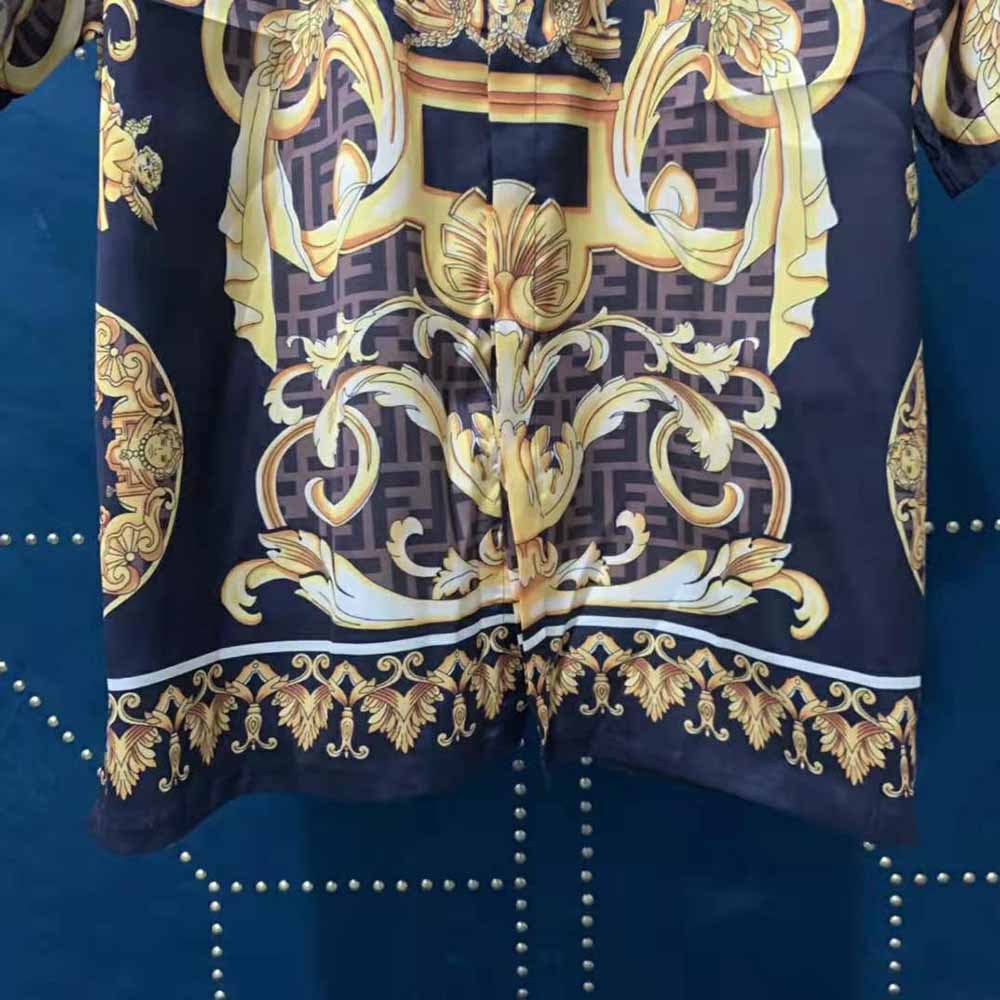 Fendi Men Fendace Multicolor Silk Shirt-Black - image 7