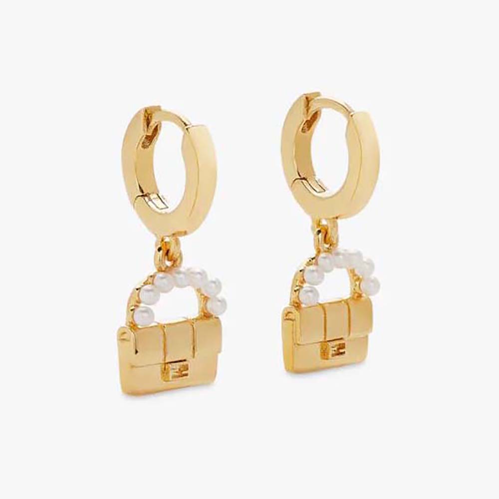 Front angle of Fendi Women Baguette Earrings Gold-Colored showing shape