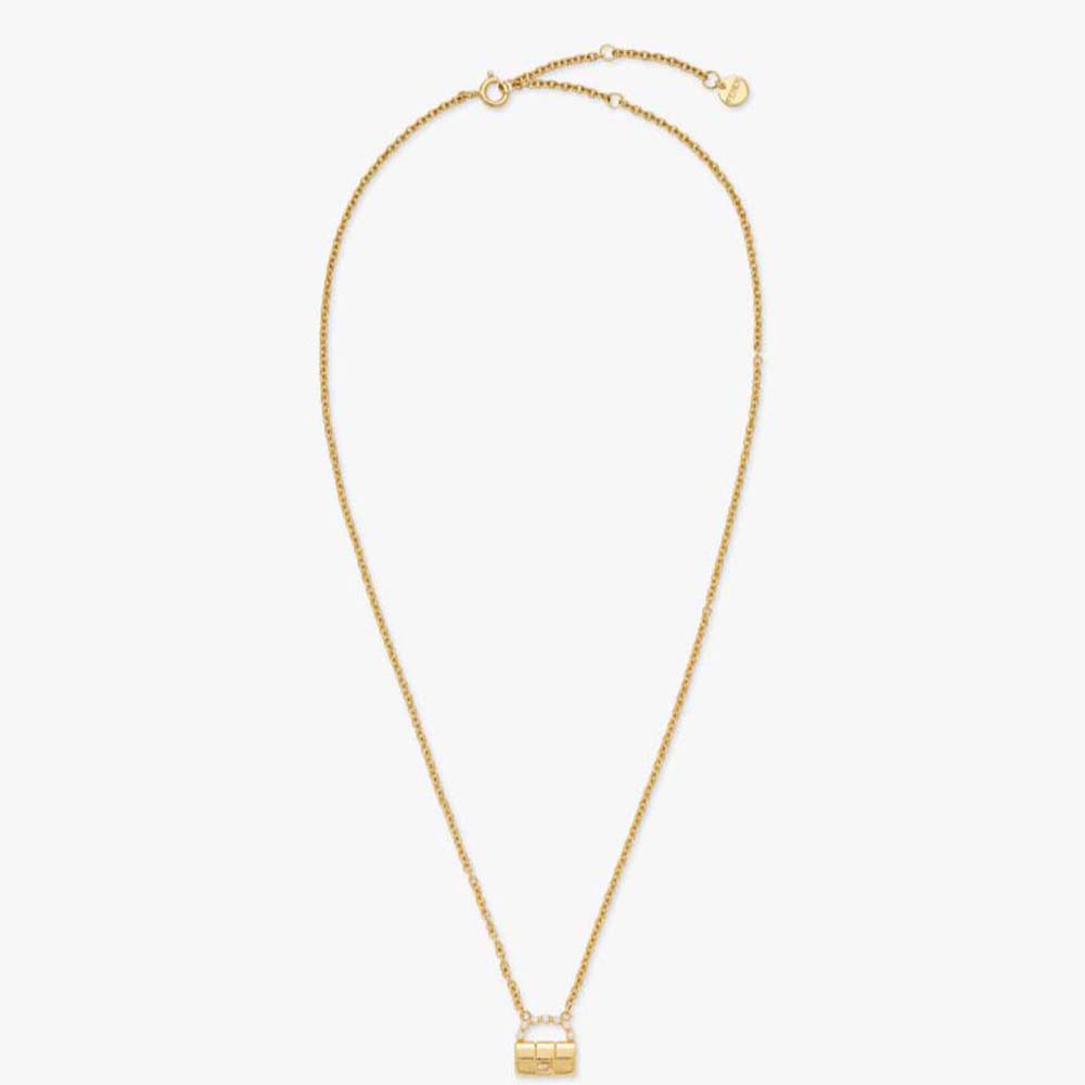 Front close-up of Fendi Women Baguette Necklace Gold-Colored showing chain detail