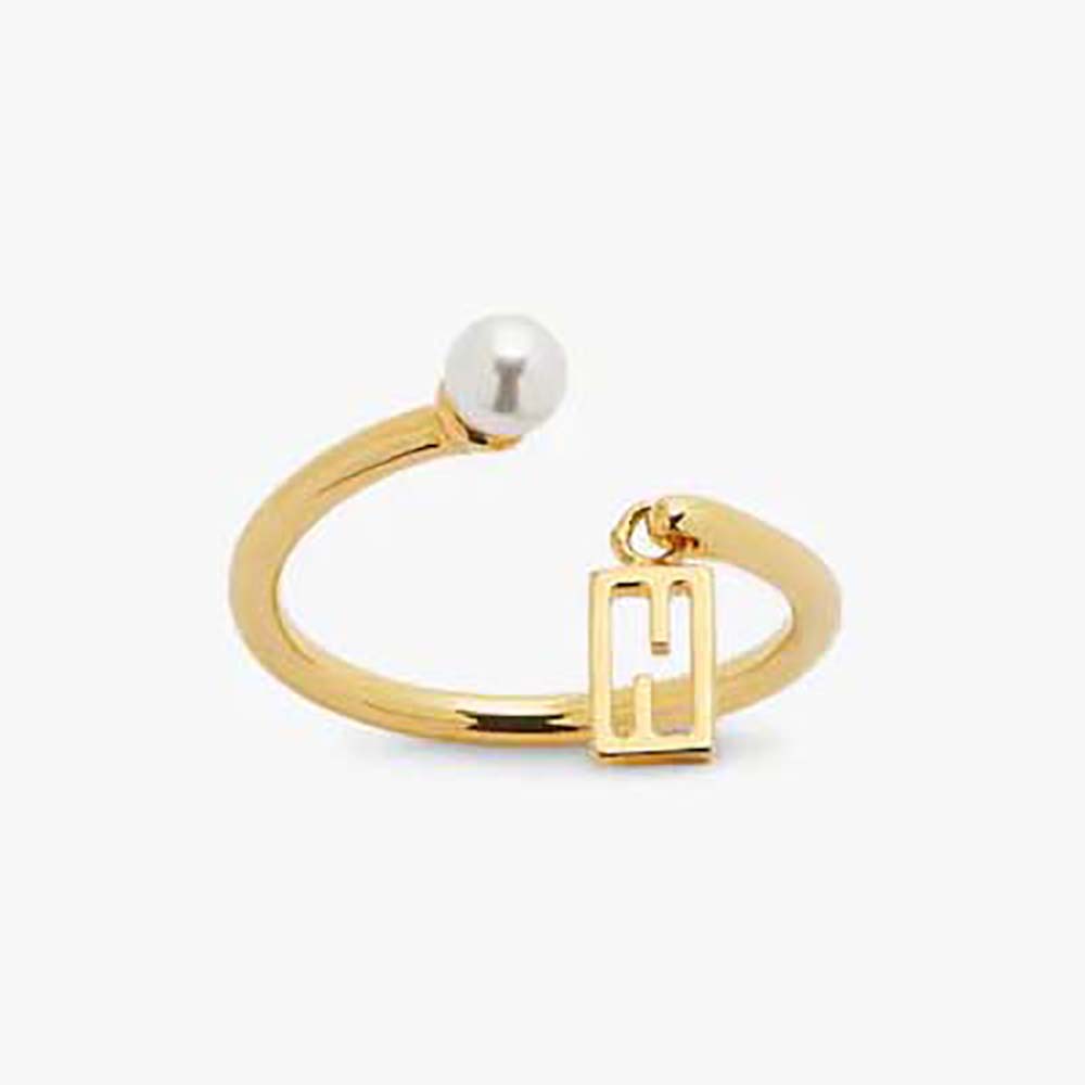 Front view of Fendi Women Baguette Ring Gold-Colored showing baguette silhouette