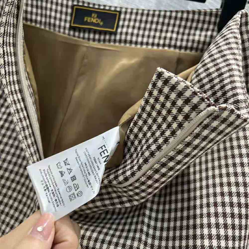Fendi Women Beige Houndstooth Wool Shorts - image 10