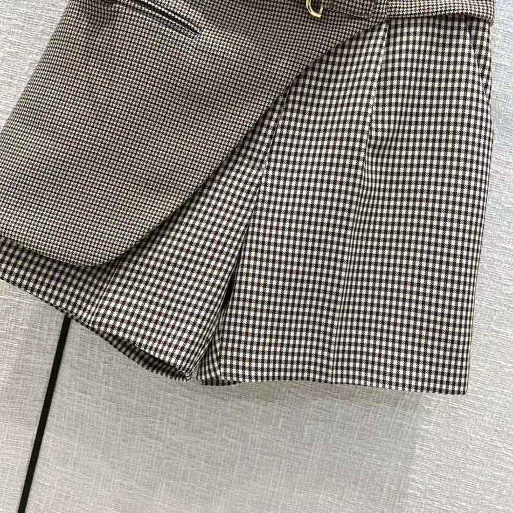 Fendi Women Beige Houndstooth Wool Shorts - image 9