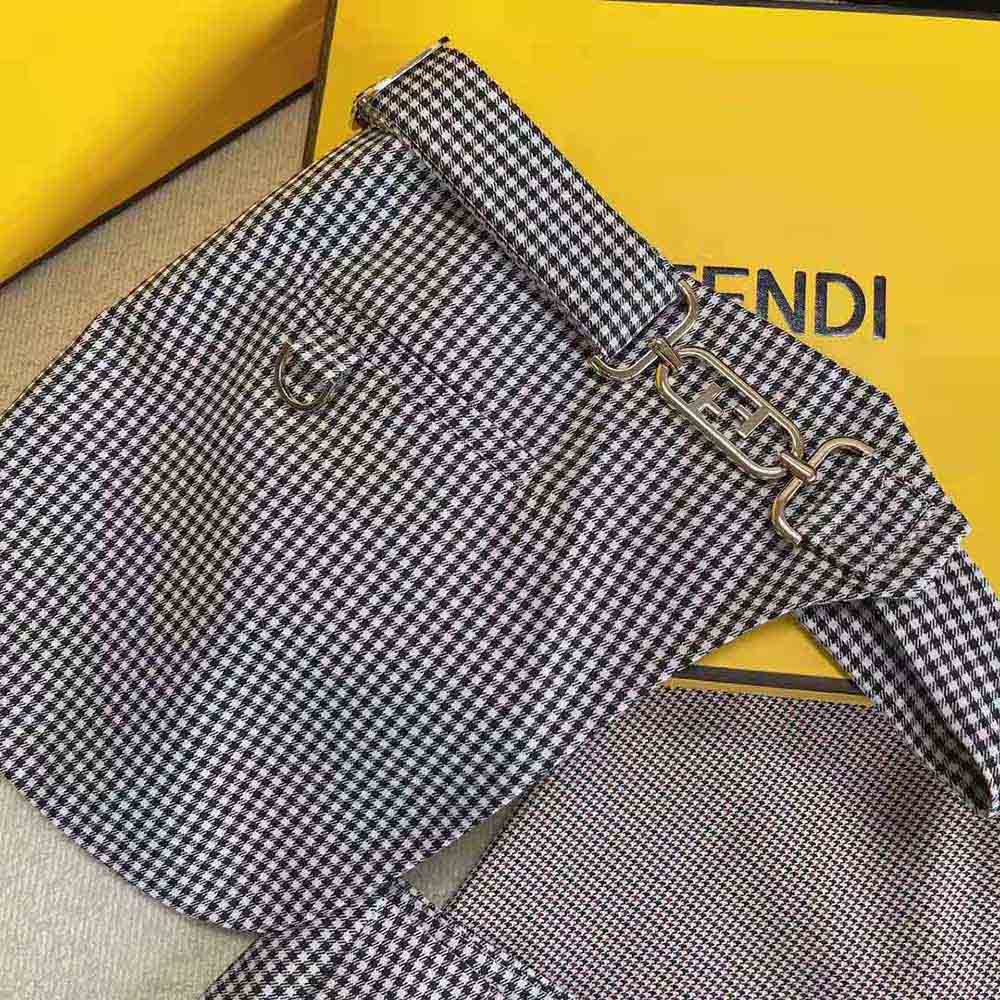 Fendi Women Beige Houndstooth Wool Skirt - image 10
